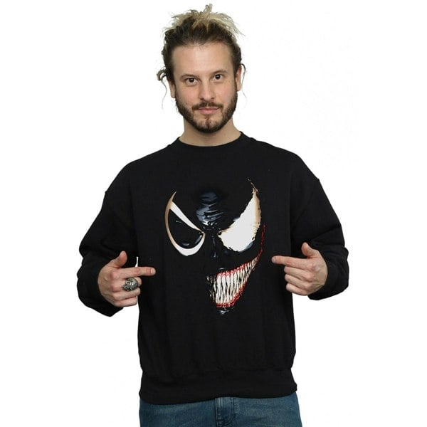 Marvel Mens Venom Split Face Sweatshirt - Black