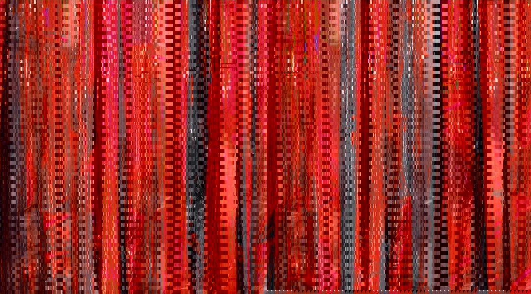 Cheetah Shimmer Tinsel Curtain, 2M x 1M Red