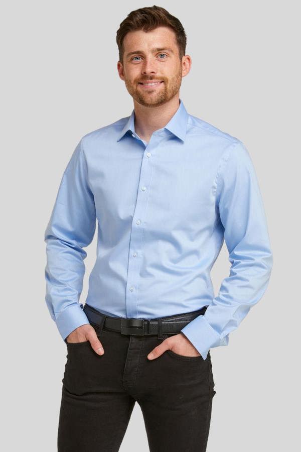 Tailored Fit Blue Non-Iron Pure Cotton Twill Shirt