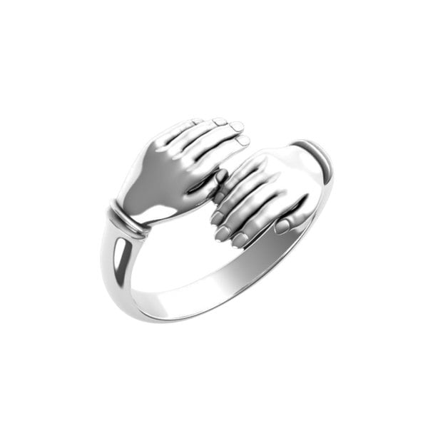 Spero London New Hug Ring With Hands Sterling Silver and Gold Plated