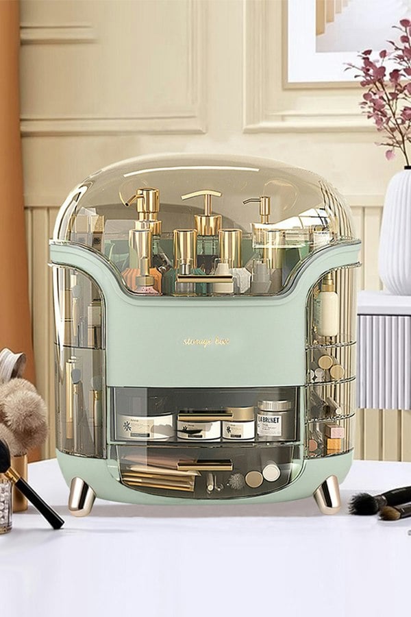 Living and Home Transparent Cosmetic Storage Box Desktop Makeup Skincare Drawer