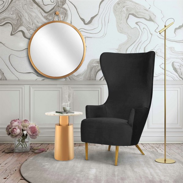 Furniture Edit Julia Black Velvet Wingback Occasion Accent Chair