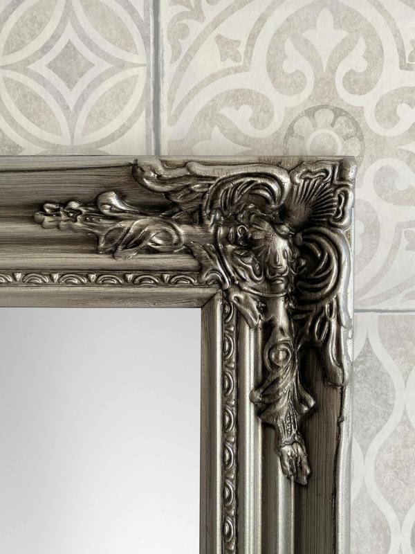Downton Interiors Antique Silver Extra Large Wood Frame Wall Mirror 106cm x 75cm