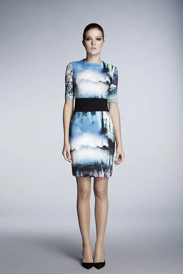 Rumour London Meribel soft jersey dress with landscape print