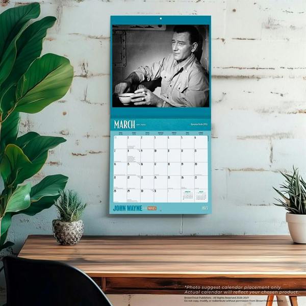 John Wayne, In The Movies Calendar 2027, Wall Calendars, Month To View, Entertainment, Gift