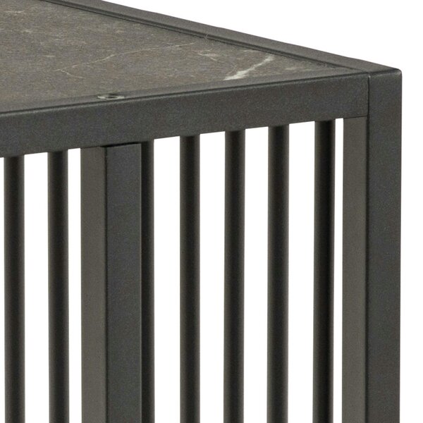 Wyld Haus Porto Organic Black Metal C Shape Side Table Stone Effect Top