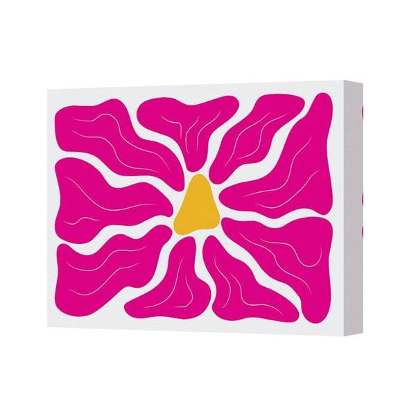 Benjamin Tate Design Modern Floral Pink Canvas Art Print With Yellow Center