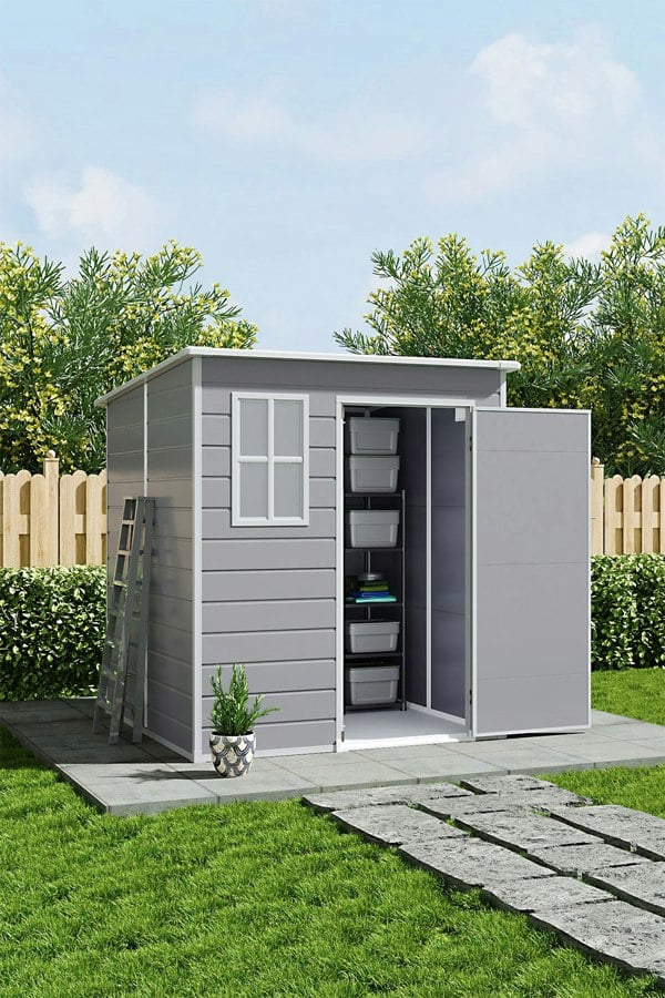 6 x 6ft PP Durable Storage Shed with Pent Roof, Window, and Vent (Ver.2)