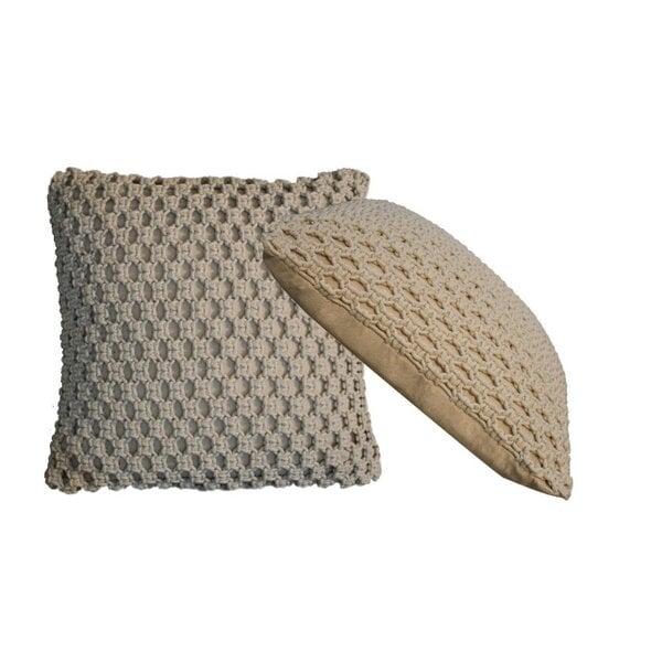 Wyld Haus Set of 2 Riomaggiore Natural White Macrame Cushion Covers