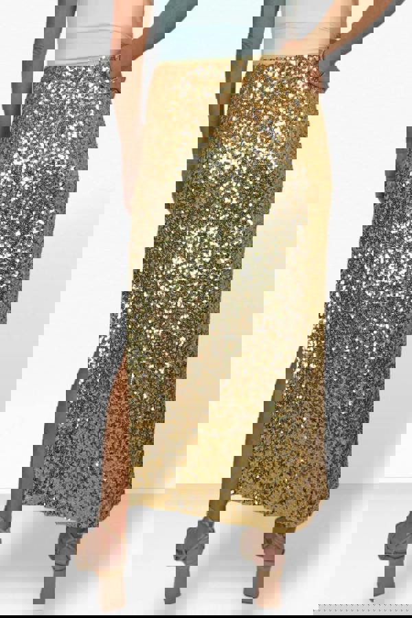 Paulo Due Women's Sequin Maxi Skirt with Side Slit