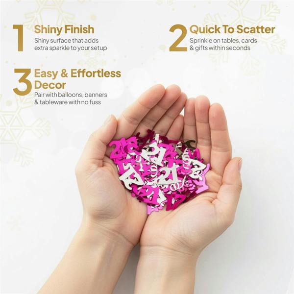 21st Birthday Pink and Silver Metallic Foil Confetti Pack for Party Tables and Celebration Decor image 3