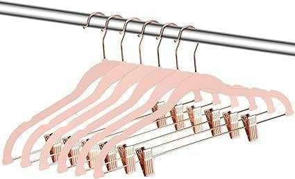 HYGRAD BUILT TO SURVIVE Pack of 12 Velvet Trousers Hangers Velvet Coat Hangers With Clips Velvet Hangers Wardrobe Clip Hangers Space Saving Hangers