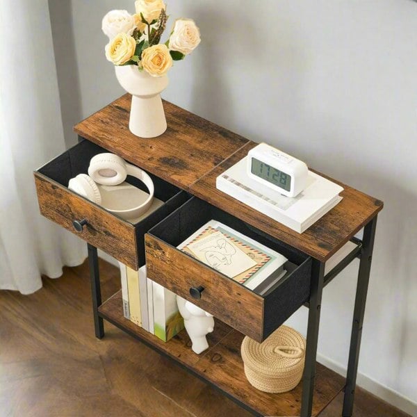 Modcraft Rustic Console Table with Storage - Ideal for Living Room and Hallway
