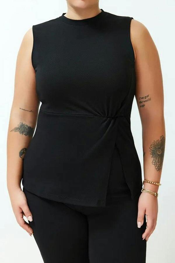 WOVCOR 2- Piece Knitted Seasonal Top and Bottom Set with Slit Detail