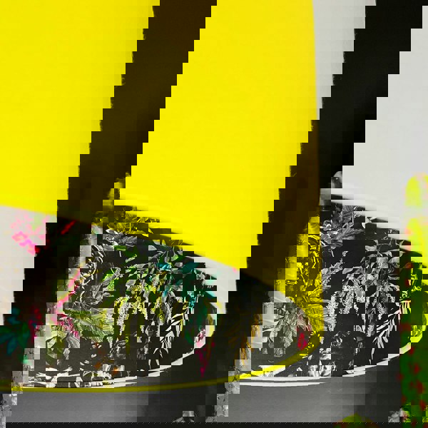 Carbon Deadly Night Shade Silhouette Lampshade in Acid Yellow Light on - Close up