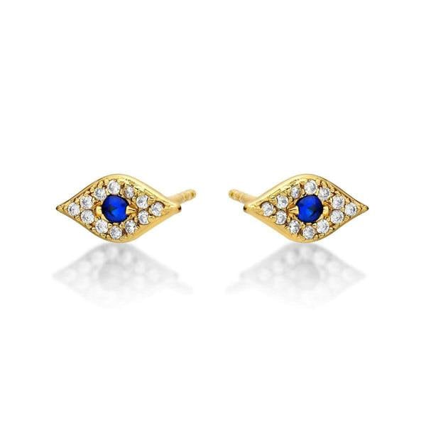 Gold Plated Evil Eye Stud Earrings for Women - namana.london