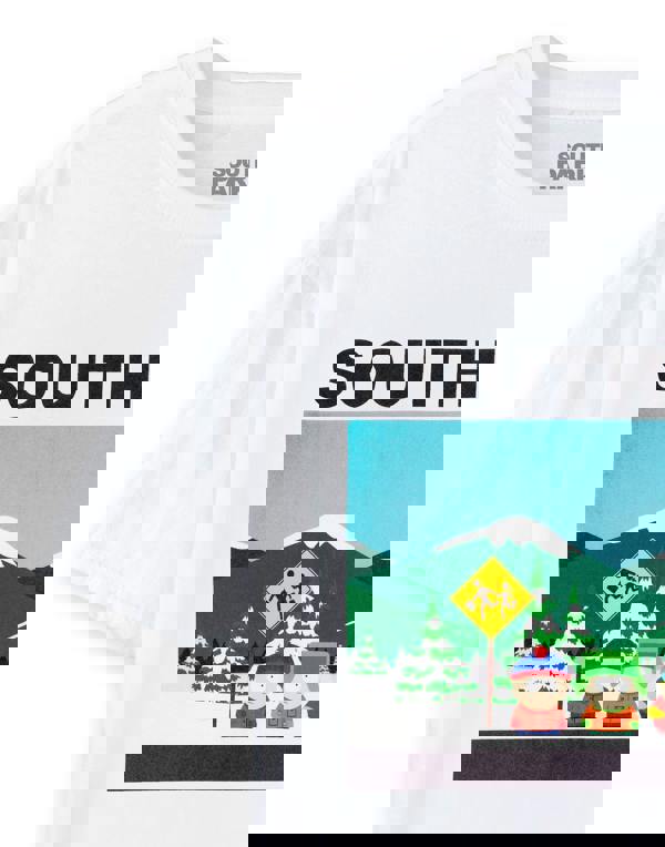 South Park Mens White Classic Scene Short Sleeved T-Shirt