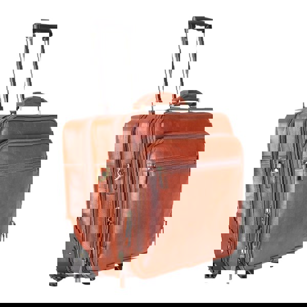 Infinity Leather Nomad - Genuine Leather Wheeled Briefcase Trolley Case