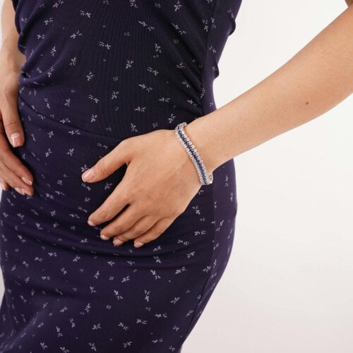 Spero London Blue Tripple Row Sterling Silver Tennis Bracelet