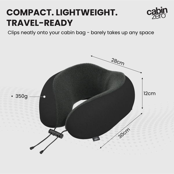 CabinZero Classic Travel Pillow, Memory Foam Neck Pillow with Adjustable Fit