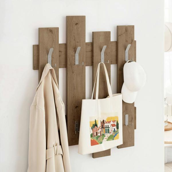 Decortie Wave Modern Wall-Mounted Coat Hanger with 8 Hooks 69 Width