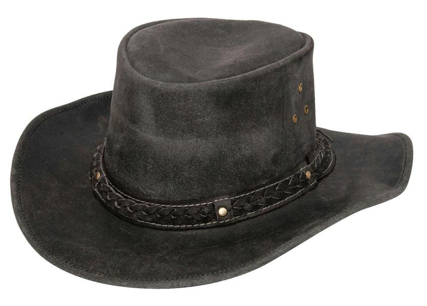 Infinity Leather Cowboy Aussie Real Leather Hat Australian Black Western Outback Bush Hat