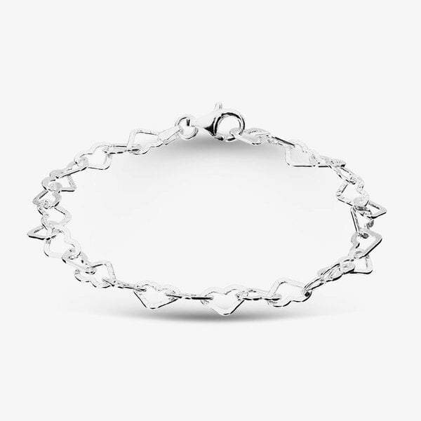 T. H. Baker Sterling Silver Open Heart Link Bracelet B4323