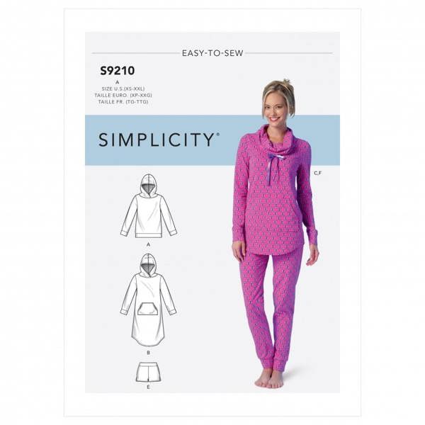 Simplicity Sewing Pattern 9210, Hoodies, Dresses, Trousers, Shorts for Women, A (XS-S-M-L-XL-XXL) - Easy