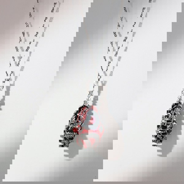 Gemondo Art Nouveau Style Pear Garnet Egg Style Pendant in 925 Sterling Silver