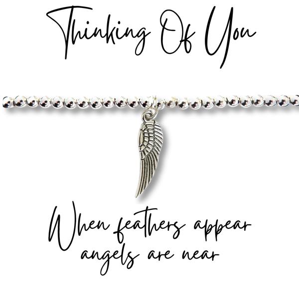 Aye Do Gifts Angel Feather Silver Beaded Bracelet & Card