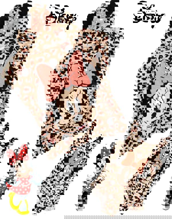 Disney Girls Pink Minnie Mouse Poncho Towel and 1 Piece Swimming Costume Set