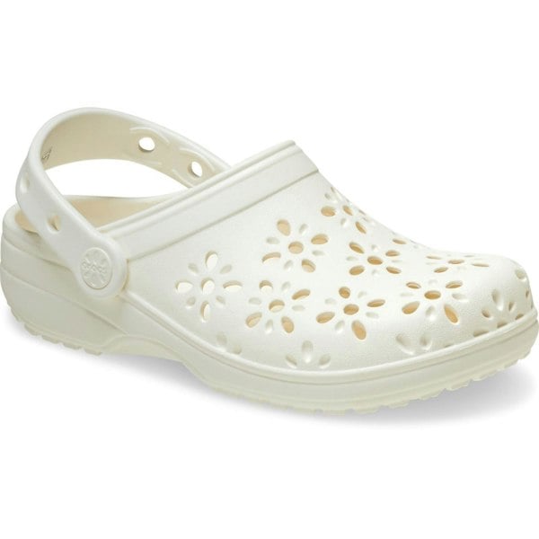 Crocs Classic Floral Cut Out Thermoplastic Chalk Clogs
