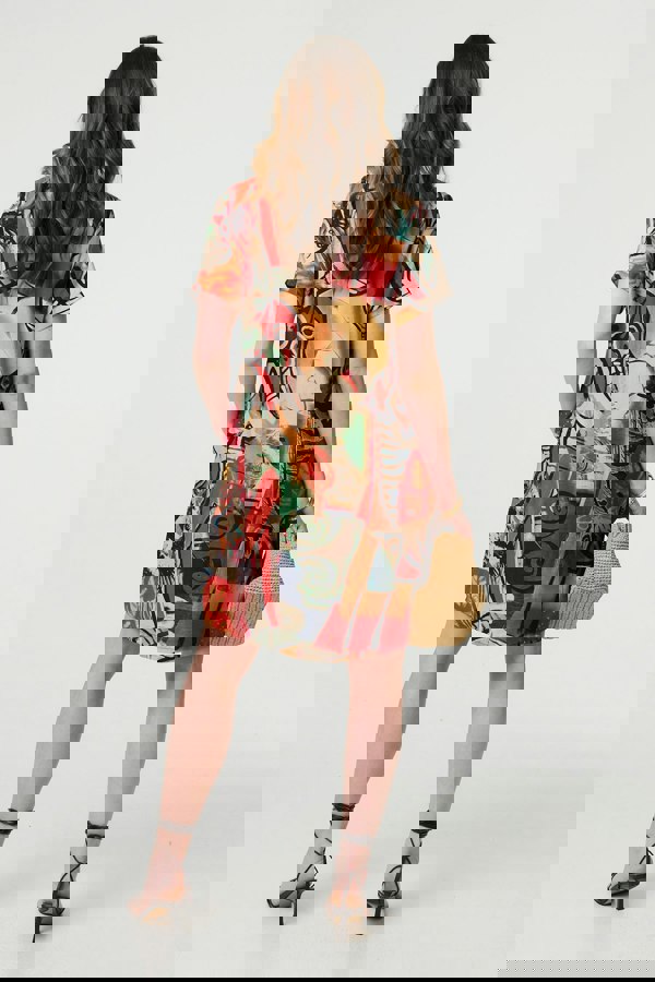 Orange | Abstract Print Relaxed Short Shift Dress
