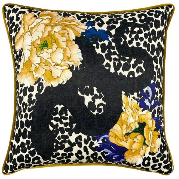 Furn Serpentine Animal Print Cushion Cover - Royal Blue/Teal