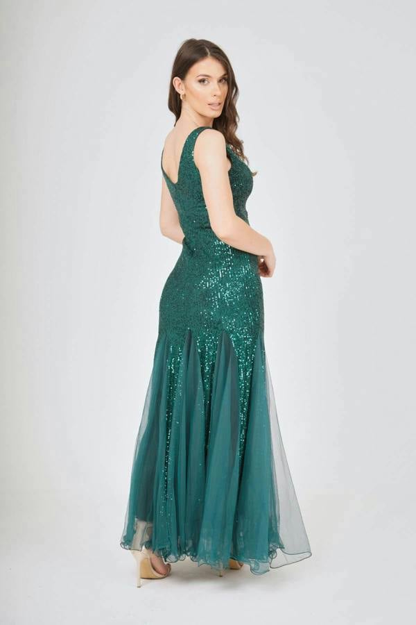 LuvForever Sequin Mesh Insert Maxi Dress