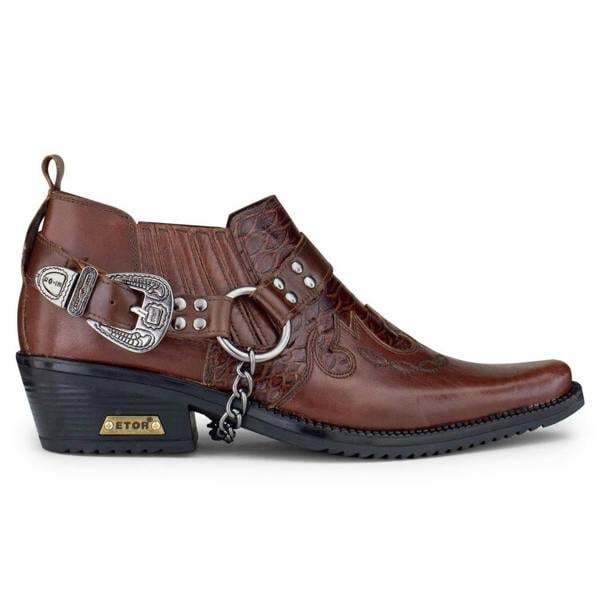 Infinity Leather Men's Brown Leather Winklepicker Cowboy Cuban Biker Boots