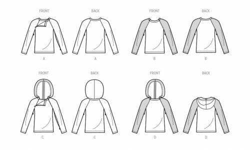 Simplicity Sewing Pattern 9723, Tops, Hoodies for Men, Women, A (XS-S-M-L-XL) - Easy