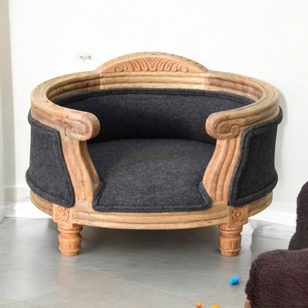 Artisan Furniture Carved Battleship Tweed Pet Bed