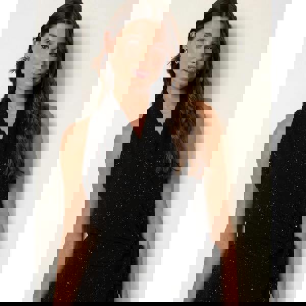 Blue Vanilla Wrap Knit Halter Shape Dress