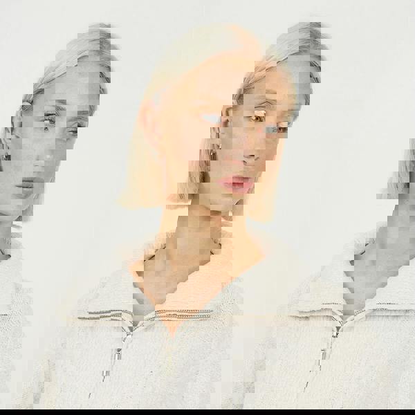 Brave Soul Beige Quarter Zip Cable Knit Jumper - Beige Image 4