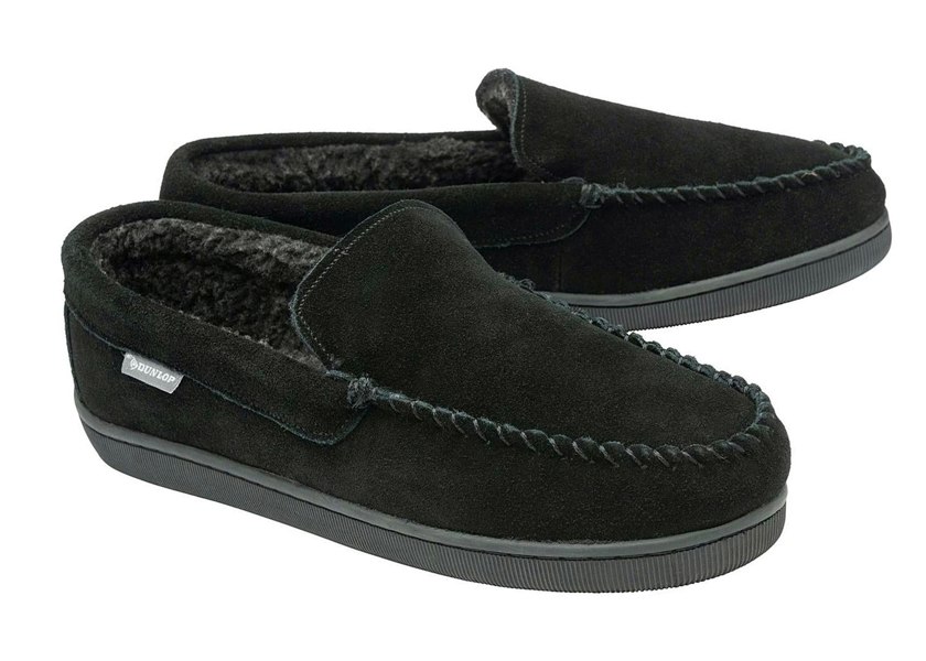 Dunlop Nathan Suede Leather Mens Memory Foam Loafer Slippers