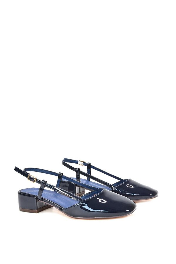 XY LONDON Slingback Court Shoes With Low Block Heel