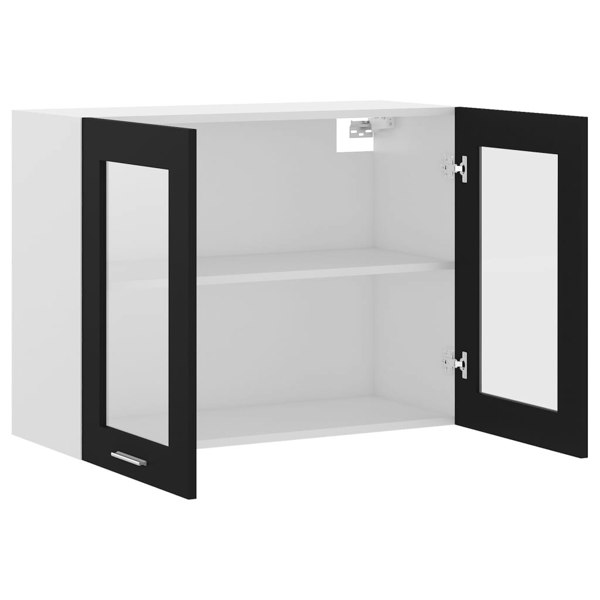 Berkfield Hanging Glass Cabinet Black 80x31x60 cm Engineered Wood
