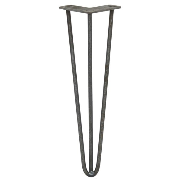 SkiSki 4 x 16" Hairpin Legs - 3 Prong - 10mm - Raw Steel