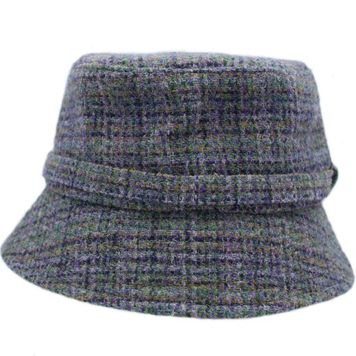 Heather Hats & Accessories Harris Tweed Wide Brimmed Bucket Hat, Cotton Lining, Outdoor Wear, Thistle Lavender