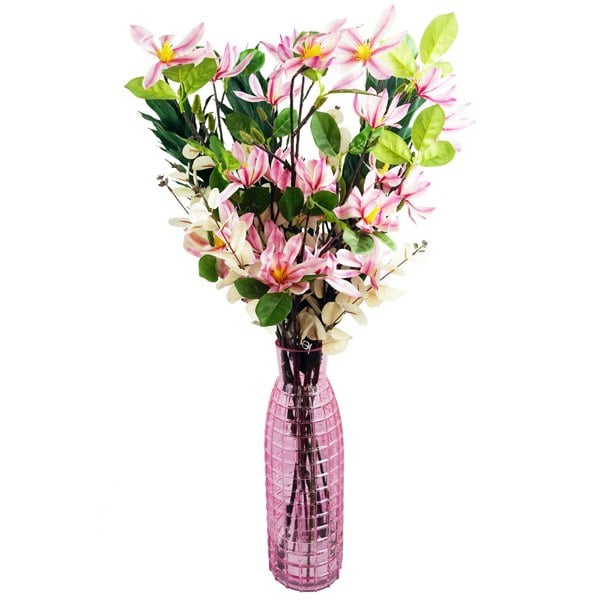 Leaf 100cm Pink Magnolia Floral Spray Artificial