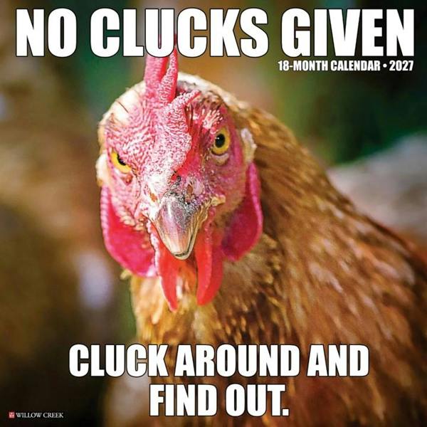 No Clucks Given Calendar 2027, Wall Calendars, Month To View, Humour, Gift