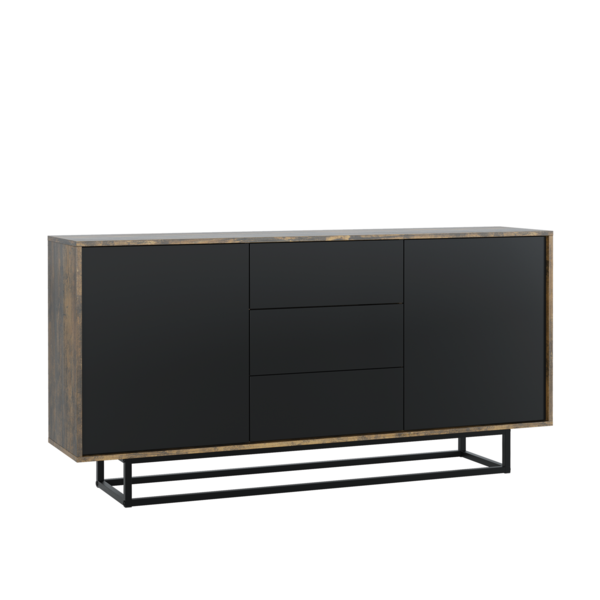 Mex Furniture Bold 160cm Industrial Loft TV Unit Cabinet Vintage Oak Cupboard