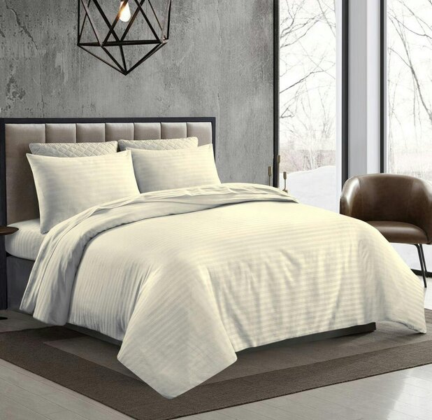 Night Zone 250 Thread Count Stripe Duvet Cover Set – 100% Cotton Hotel Quality Bedding