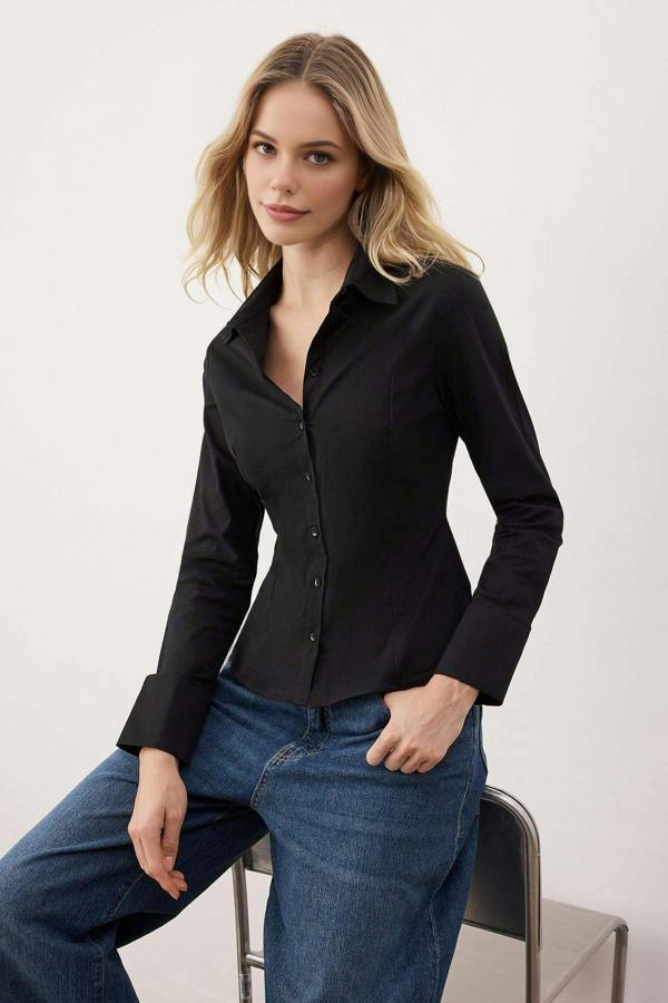 WOVCOR Waist-Fitting Cotton Woven Shirt